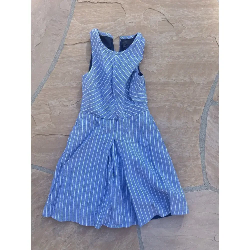 J.CREW J Crew ~ Size 4 CHAMBRAY STRIPE Sleeveless CROSS BACK Dress